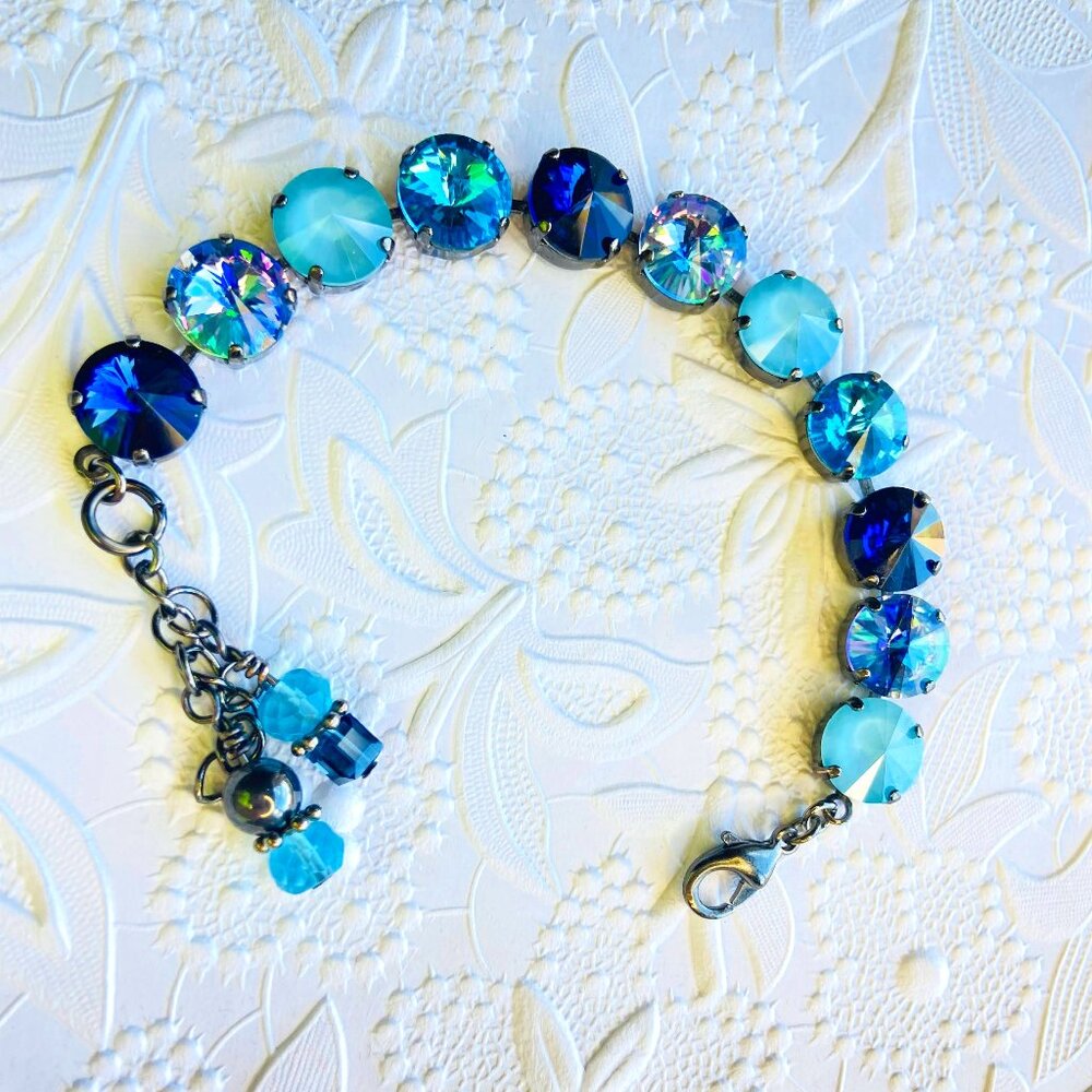 Marine Blue Aqua Light Blue Ocean Blues Rivoli Austrian Crystal Bracelet Bridesm
